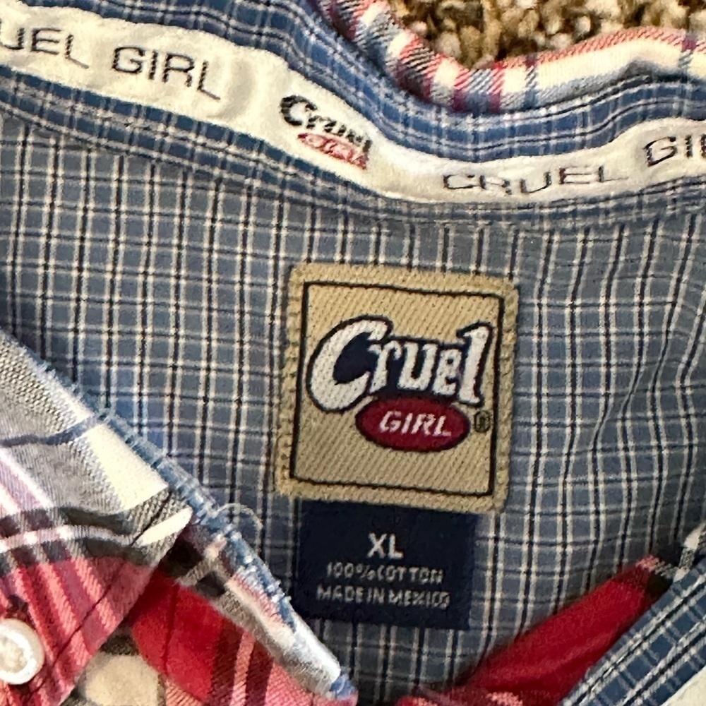 Cruel Girl Women’s Red/Grey Plaid Button Up Western Shirt Size XL​​​​​​​ - Picture 6 of 7